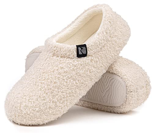 RockDove Pantofola da Donna in Pile Teddy con Schiena Chiusa per Interni, 38/39 EU, Bianco sporco