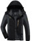 KEFITEVD Wanderjacke Herren Wasserdicht Winddicht Herrenjacke mit Zip-Taschen Sommer Softshelljacke Frühling Jacke Herren Übergangsjacke Männer Schwarz-Grau XL