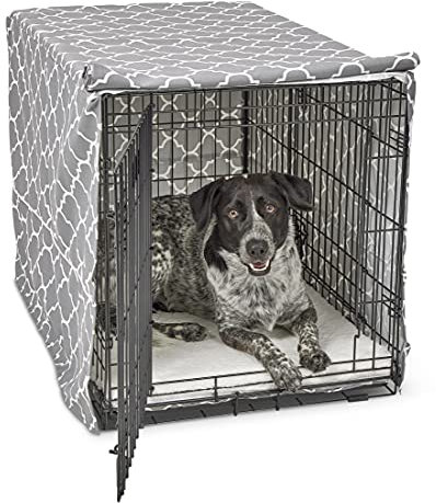 New World BCVR-36GYT Hundebox-Abdeckung, Stoff mit Teflonschutz, für alle 91 cm langen Hundeboxen von New World und MidWest Homes for Pets, hellgraues Designer-Muster