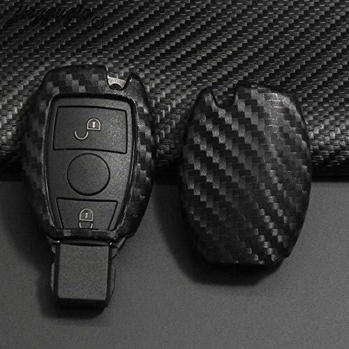 YJADHU Carbon Silikon Auto Fernbedienung Schlüsselanhänger Hülle Schutzhülle Schlüsselanhänger, passend für Mercedes Benz CLS CLA GL R SLK AMG ABCs