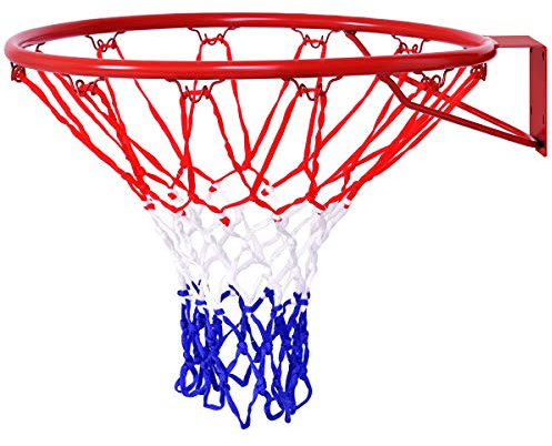 RELAX4LIFE Basketballkorb Ø 45 cm, Basketball-Ring mit farbigem Nylonnetz, Basketballkorb aus Schmiedeeisen, Korb Basketball Wand- und Türmontage, für Indoor & Outdoor, für Kinder und Erwachsene
