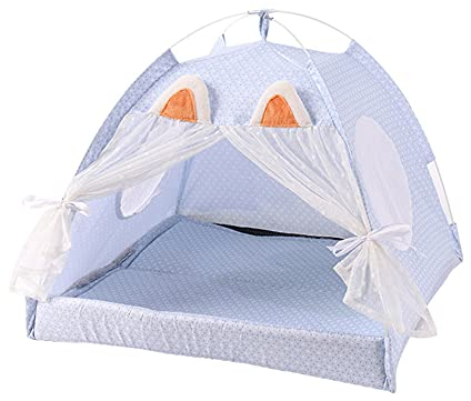 huihuijia Hundezelt Hundeschattenzelt Faltbares Katzenbett Hundebett mit Sonnenschutz Hundezelt Bett Welpenhaus Indoor Hundehaus Wasserdichtes Hundezelt Hundehütte Outdoor 40, blau