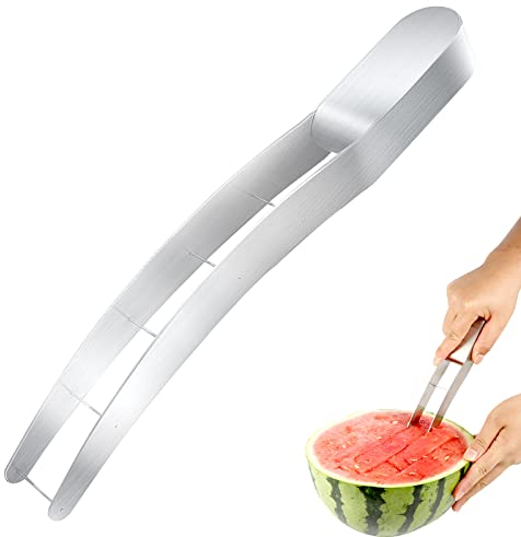 LUTER Cortadora de Sandía, Acero Inoxidable Cortador de Sandía y Melon Práctico Cortador de Cubos de Frutas Cortador de Sandia para Fiestas Camping Formas de Frutas