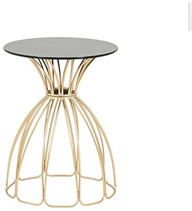 Mesa de Centro/Mesa Auxiliar Mesita Mesa lateral nórdica simple de hierro labrado Mesa de centro de hierro redondo de cristal negro Tablero de metal Soporte de metal creativo moderno industrial diseño