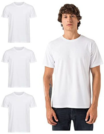 Burnell & Son Tshirt Herren 3er Pack aus 100% Baumwolle Regular Fit Basic Männer T-Shirt Set (S-5XL) Weiss 5XL