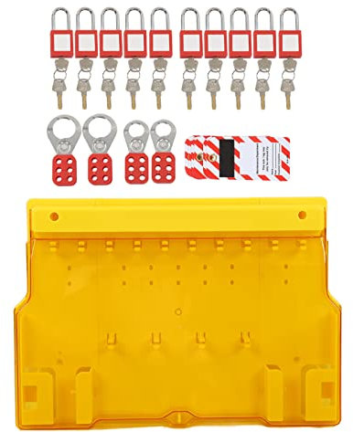 Sonew Lockout Tagout Station with Loto Devices, 10 Padlock, 20 Keys, 10 Tag, 4 Buckle Lockout Station with Cover, Lock Out Tag Out Kit, Lockout Safety Supply for Multipole Circuit Breaker Lockouts