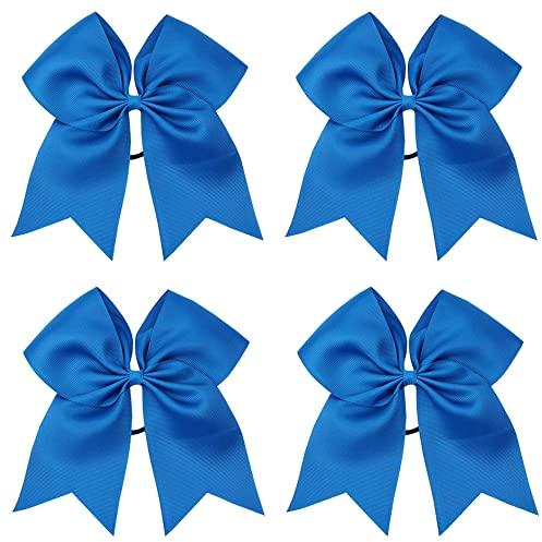 Niuhong 4 Pcs Pferdeschwanzhalter Cheerleading Mädchen Schleife Haargummis Haarschleife Cheering Große Bow Headband Jumbo Pferdeschwanz Elastische Haarband Bowknot Haarbänder Kopfschmuck (blau)