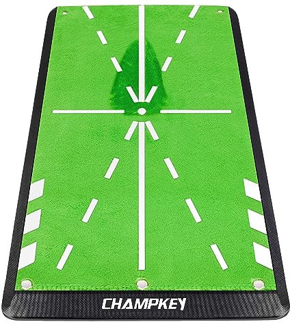 CHAMPKEY 8.5 x 17 Premium Impact Golf Mat 1.0 Edition | Path Feedback Golf Practice Mat | Advanced Guides and Rubber Backing Golf Hitting Mat