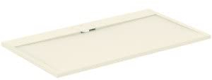 Ideal Standard - Ultra Flat S i.life, Piatto doccia rettangolare 160x90 in resina, Piletta di scarico lato lungo, Finitura opaca effetto pietra, Sabbia