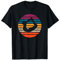 Yoga Outfit bunter Retro Sonnenuntergang und Yoga Pose Bogen T-Shirt