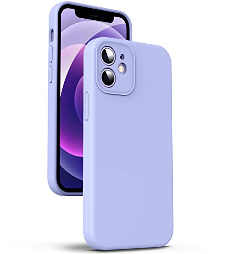 Supdeal Liquid Silicone Case for iPhone 12, [Camera Protection] [Anti Fingerprint] [Wireless Charging] 4 Layer Phone Case Protective Cover, Built-in Microfiber Case Cover, 6.1, Purple