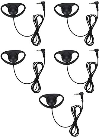 Mono Auricolare Auricolare Singolo Auricolare Abs Nero 5Pcs 3.5Mm Jack D Forma Auricolare Auricolare Per Radio Bidirezionali Walkie Talkie