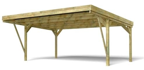Forest Style Carport 2 Voitures en Bois traité 29,2 m² - Victor Design 604x512x273 cm - Cerland