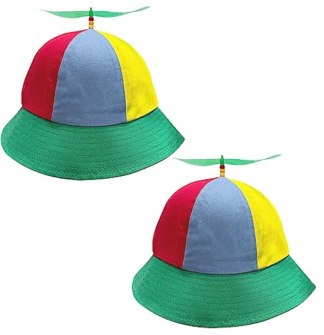 SIEBOLD 2 Stücke Propeller mütze,Helikopter Cap,Propeller hut,Lustige mützen,faschings party hüte mit Nachts Fluoreszierende Propeller Geeignet für Erwachsene und Kinder(57cm)