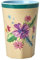 Rice Melamaingeschirr Serie Arda Bloom Print, Blumendruck auf beigem Grund (Becher Tall 9x13 cm)