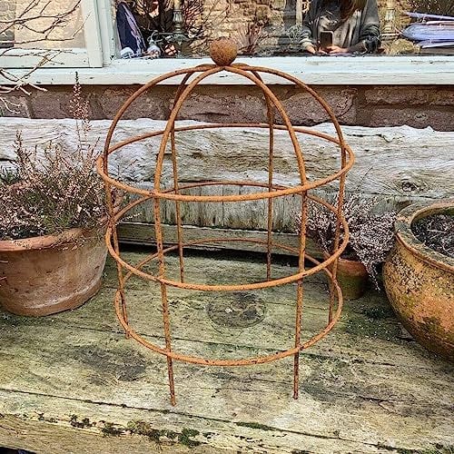 95cm Lobster Cage Rustic Metal Plant Support - Rusty Garden Lobster Frame - Crawling Plant Support - Plant Trellis - Peony Cage - Garden Art Decor