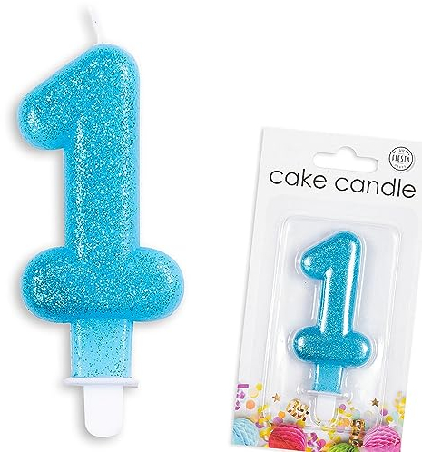 Zahlenkerze von 0-9 in Blau mit Steckfuß | Zahlenkerze, ca. 9cm x 4,5cm groß | Babyblau Deko Geburtstag Geburtstagskerze Zahlen Kerze, Farbe: Blau, Größe: Zahl 1