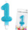 Zahlenkerze von 0-9 in Blau mit Steckfuß | Zahlenkerze, ca. 9cm x 4,5cm groß | Babyblau Deko Geburtstag Geburtstagskerze Zahlen Kerze, Farbe: Blau, Größe: Zahl 1