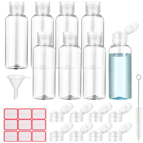 19 Pièces Flacons Vide Kit, 100ml Transparent Flacons Vide de Voyage, avec Flip Cap Bouteille de Voyage pour Shampoing, Vacance Camping, voyage en avion