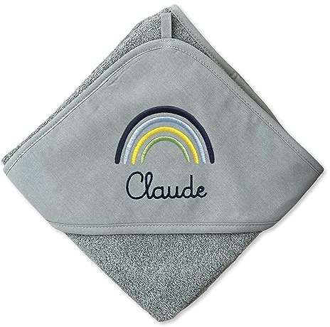 upstitch studio Kapuzenhandtuch für Baby (75x75cm) mit Namen personalisiert für Jungen und Mädchen in Grün aus 100% Baumwolle, Babyhandtuch