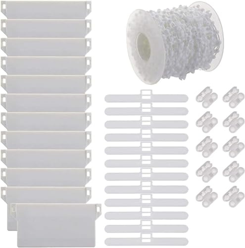 Vertical Blind Bottom Weights Accessories Repair Kit with 10M Chain and Connector Plastic DIY Replacement, Vertical Blind Accessories and Top Hangers 127mm