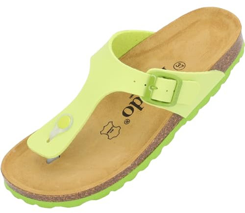 Palado Zehentrenner Damen Kos Matt – gefertigt in Spanien – weiche Veloursleder-Decksohle – mattes Obermaterial für dezente Eleganz Apfelgrün UK8 - EU41