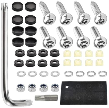 Kfz-Kennzeichenschrauben,Kennzeichenschrauben | Edelstahl-Schrauben-Befestigungssätze für Auto-Tag-Rahmenhalter | Sicherheitsschraubensatz zur Befestigung von Nummernschildern, Rahmen und Abdeckungen