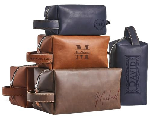 Sac de toilette en cuir personnalisé pour hommes, Kit Dopp Portable personnalisé, sac de rangement personnalisé Unique, cadeaux personnalisés pour la fête des pères cadeau de mariage pour garçons papa
