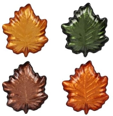 Vietri Autunno - Set di 4 piatti in vetro, motivo: foglie