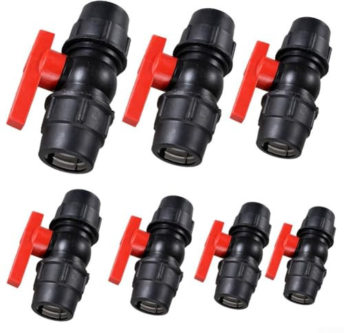 Außengewinde Absperrventil Kugelhahn Armatur PE Rohr Schwarz+Rot für Bewässerung (50)