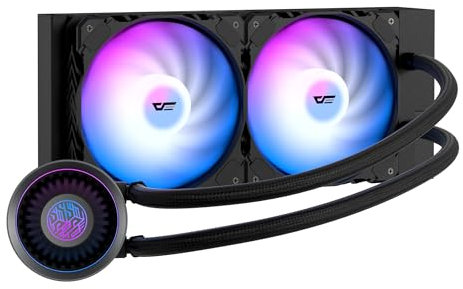 darkFlash DNA240A AIO CPU Liquid Cooler, High-Performance Pump, ARGB Sync, PWM Fans, with Customizable darkFlash Logo Display, Compatible with Intel 1700/1200/115X, AMD AM4/AM5(Black)