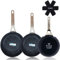 briebe Black Titanium Juego de 3 Sartenes Antiadherentes Inducción Titanio 18-20-24cm, Aluminio Forjado, Recubrimiento sin PFOA, Mango Profesional Acero Inox, Vitrocerámica, Gas, 3 Protectores