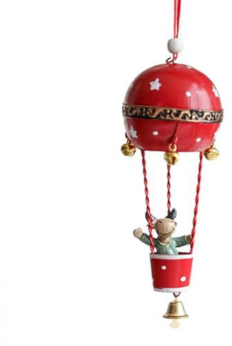 Adorno de globo de aire caliente de Navidad con campana, adorno de globo de aire caliente para árbol de Navidad, colgante de campana de Navidad, decoración de Navidad para baño