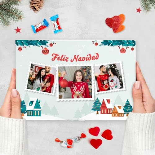 Transparent Gift Caja de Dulces Personalizada con Fotos de Navidad. Caja Bombones para Regalar. Caja Chuches. Regalos Navidad. Regalos Originales Familia, Amigos, Pareja. Dulces Navideños Chocolate