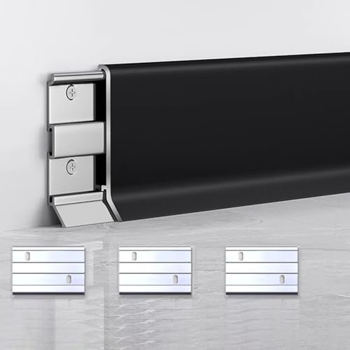 Rodapié de aluminio negro para muebles de baño, cocina, 1 m de largo, cortable, altura de 8 cm