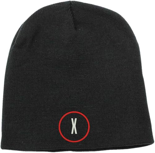 X Files Minimalistisches Logo bestickt No Fold Beanie Mütze Wintermütze Schwarz, Schwarz , Einheitsgröße