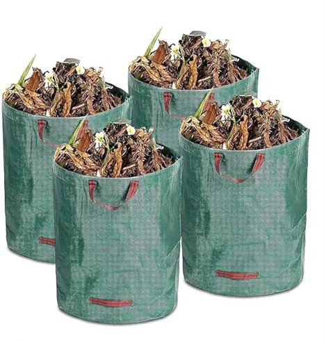 RLVYTA Sac Dechets Sac à déchets de jardin, sac à feuilles étanche réutilisable, poubelle de mauvaises herbes, conteneur pour sac de rangement de feuilles de cour Sacs de Jardin(60L 4pcs)