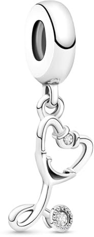 Ruaidhra Sterling Silber S925 Stethoskop Herz Charms & Beads für Damen,Family,Blume Glühwürmchen Moments Charm Freundschaft Anhänger für Armbänder,Sicherheitskette,Geschenk für Frauen Geburtstag