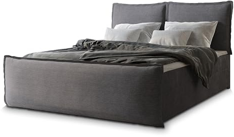 Masseno Boxspringbett Monta 180x200 cm Komplett-Set mit Matratze und Topper, Polsterbett mit Zwei Bettkästen -Graphitfarben, Lincoln 90