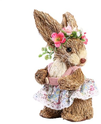 Osterstrohhasen - Osterhasen Deko Gartenstatue | Natur Strohhase Figur, Osterhasen Statuen zum Sammeln für Garten, Hofsaal