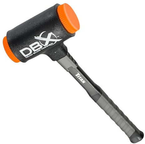 Titan DBX 63628 28oz Dead Blow Hammer with Interchangeable Polyurethane Striking Faces, Rebound Resistant, 14 Shock Absorbing Fiberglass Handle with Textured Grip