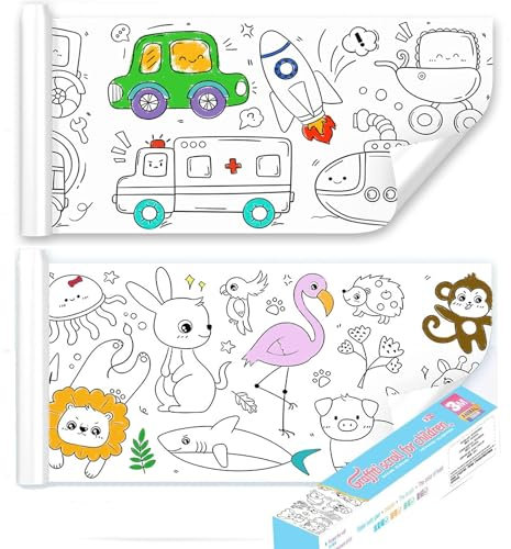 JOYVOVO Rouleau Papier Dessin Enfant, Graffy Roll, 2 Pièces 30 * 300cm Rouleau de Coloriage Adhésif, Rouleaux Dessin Coupables pour Enfants Jouets D'art et de Créativité pour Tout-petits