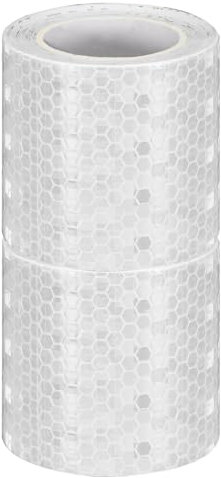 sourcing map Lot de 2 rouleaux de ruban adhésif réfléchissant de sécurité nocturne pour véhicules, remorques, camions, vélos, voitures, panneaux, 5,1 cm x 3 m, blanc