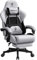 Dowinx Gaming Stuhl Tasche Frühling Kissen, Atmungsaktiver Bürostuhl aus Hochwertigem Stoff, Ergonomischer PC-Stuhl mit Kopfstütze, Drehbarer Schreibtischstuhl mit Fußstütze (Schwarz und Grau)
