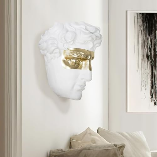 Casablanca modernes Design Wandobjekt Modern David, Kunstharz, Weiß, Matt, Metallische Optik, 51x39x14 cm