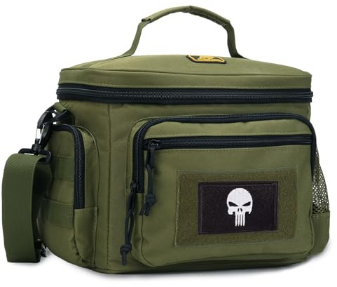 Bunnychic Tactical Lunch Bag for Men,12L Leakproof Lunch Box for Work | Adjustable Shoulder Strap,MOLLE Webbing ,Insulated Leakproof Liner, Large Tactical Lunch Cooler Pail for Office Work,Picnic