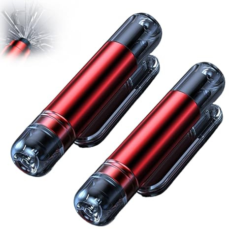 2PCS Life Hammer with Seatbelt Cutter, 2025 New Mini Emergency Car Escape Tool, 2-in-1 Car Window Breaker and Seat Belt Cutter, Car Safety Hammer Glass Breaker (Red)
