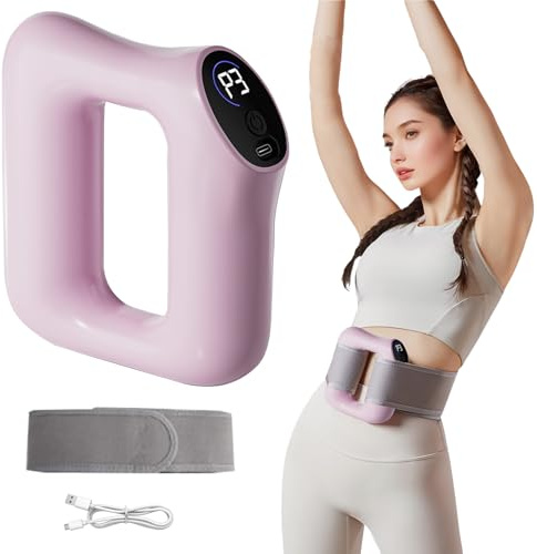 Bauchmassagegerät, Massageroller Mit Vibration zur Faszien-Straffung, Fettverbrennung Faszienring, Multifunktionaler Ganzkörper Faszienring, Faszienmassagegerät Mit Wärmefunktion (Rosa)