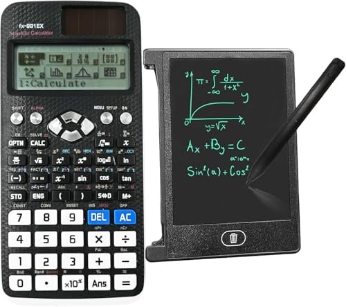 FX991-EX Battery and Solar Powered Scientific Calculator with 4.4 LCD Writing Board, FX-991EX Advanced Technical/Scientific Calculator 552 Functions for School, Office (Black)