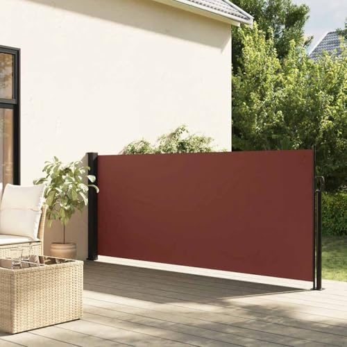 Ziaphsol Store latéral extensible marron 120 x 500 cm, imperméable, protection UV, brise-vue, pare-vent, pour balcon, terrasse, jardin, revêtement PU en polyester